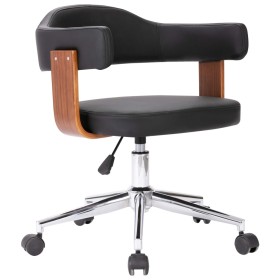 Drehbarer Bürostuhl aus gebogenem Holz, schwarzem Kunstleder von vidaXL, Bürostühle - Ref: Foro24-3054836, Preis: 143,40 €, R...