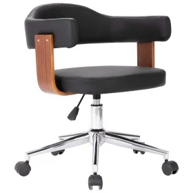 Swivel office chair curved wood black synthetic leather by vidaXL, Office chairs - Ref: Foro24-3054836, Price: 141,39 €, Disc...