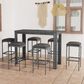Garden bar furniture 7 pieces cushions gray synthetic rattan by vidaXL, Garden sets - Ref: Foro24-3064788, Price: 293,87 €, D...