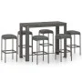 Muebles de bar para jardín 7 pzas cojines ratán sintético gris de vidaXL, Conjuntos de jardín - Ref: Foro24-3064788, Precio: ...
