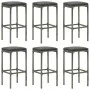Muebles de bar para jardín 7 pzas cojines ratán sintético gris de vidaXL, Conjuntos de jardín - Ref: Foro24-3064788, Precio: ...