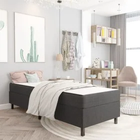 Box spring bed dark gray fabric 80x200 cm by vidaXL, Beds and slatted bases - Ref: Foro24-3054720, Price: 244,58 €, Discount: %