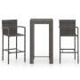 Garden bar furniture set 3 pieces synthetic rattan with gray armrests by vidaXL, Garden sets - Ref: Foro24-3064806, Price: 25...