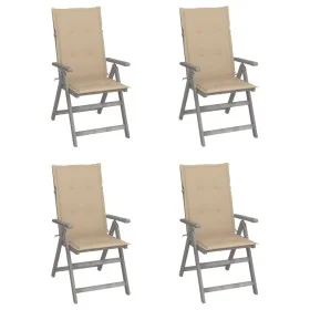 Reclining garden chairs 4 pcs cushions solid acacia wood by vidaXL, Garden chairs - Ref: Foro24-3065380, Price: 282,08 €, Dis...