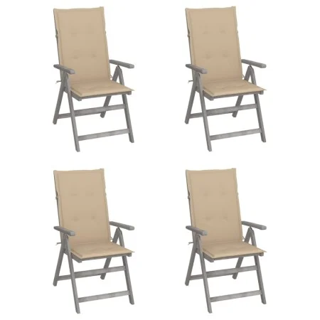 Liegende Gartenstühle, 4 Stück, Kissen aus massivem Akazienholz von vidaXL, Gartenstühle - Ref: Foro24-3065380, Preis: 282,08...