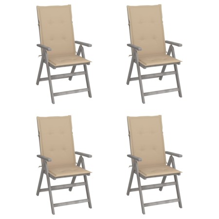 Liegende Gartenstühle, 4 Stück, Kissen aus massivem Akazienholz von vidaXL, Gartenstühle - Ref: Foro24-3065380, Preis: 316,33...