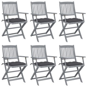 Folding garden chairs 6 pcs solid acacia wood cushions by vidaXL, Garden chairs - Ref: Foro24-3065422, Price: 304,11 €, Disco...