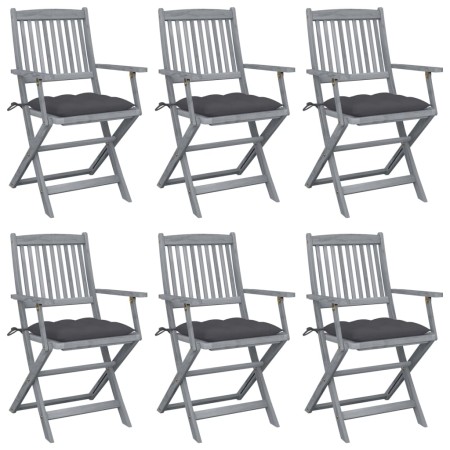 Klappbare Gartenstühle, 6 Stück, Kissen aus massivem Akazienholz von vidaXL, Gartenstühle - Ref: Foro24-3065422, Preis: 304,1...