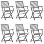 Klappbare Gartenstühle, 6 Stück, Kissen aus massivem Akazienholz von vidaXL, Gartenstühle - Ref: Foro24-3065422, Preis: 295,6...