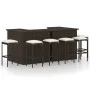 Set de bar para jardín 8 pzas y cojines ratán sintético marrón de vidaXL, Conjuntos de jardín - Ref: Foro24-3064925, Precio: ...