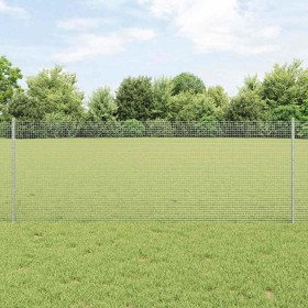 Reja con postes Plateado 0.8 x 10 m Acero