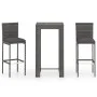 3-teiliges Gartenbar-Möbelset und Kissen synthetisches Rattangrau von vidaXL, Gartensets - Ref: Foro24-3064793, Preis: 244,99...