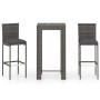 3-teiliges Gartenbar-Möbelset und Kissen synthetisches Rattangrau von vidaXL, Gartensets - Ref: Foro24-3064793, Preis: 252,81...