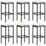 Set muebles bar jardín 7 piezas y cojines ratán sintético negro de vidaXL, Conjuntos de jardín - Ref: Foro24-3064784, Precio:...