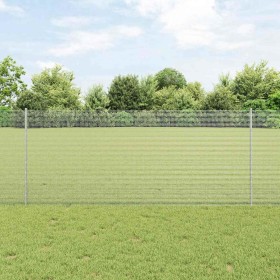 Reja con postes Plateado 1 x 10 m Acero