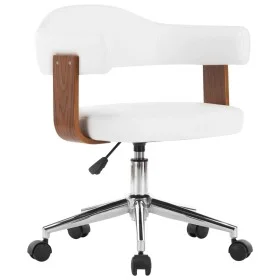 Drehbarer Bürostuhl aus gebogenem Holz, weißem Kunstleder von vidaXL, Bürostühle - Ref: Foro24-3054837, Preis: 139,03 €, Raba...