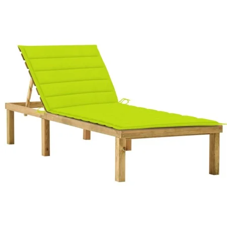 Tumbona con cojín verde brillante madera de pino impregnada de vidaXL, Tumbonas - Ref: Foro24-3065860, Precio: 129,14 €, Desc...