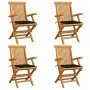Sillas de jardín 4 uds con cojines negros madera de teca de vidaXL, Sillas de jardín - Ref: Foro24-3065624, Precio: 361,81 €,...