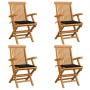 Sillas de jardín 4 uds con cojines negros madera de teca de vidaXL, Sillas de jardín - Ref: Foro24-3065624, Precio: 386,10 €,...