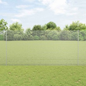 Reja con postes Plateado 1.5 x 10 m Acero