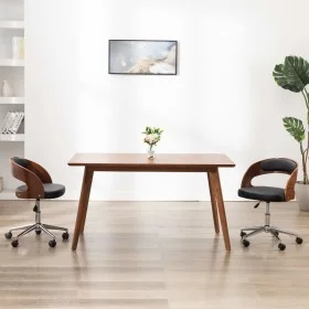Swivel dining chairs 2 pcs curved wood and black leather by vidaXL, dining chairs - Ref: Foro24-3054908, Price: 280,65 €, Dis...
