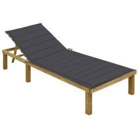 Lounger with anthracite gray cushion impregnated pine wood by vidaXL, Loungers - Ref: Foro24-3065819, Price: 127,30 €, Discou...