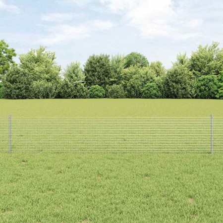 Reja con postes Plateado 0.4 x 25 m Acero