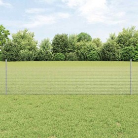 Reja con postes Plateado 0.5 x 25 m Acero