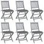 Folding garden chairs 6 pcs solid acacia wood cushions by vidaXL, Garden chairs - Ref: Foro24-3065450, Price: 321,65 €, Disco...