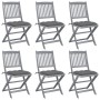 Klappbare Gartenstühle, 6 Stück, Kissen aus massivem Akazienholz von vidaXL, Gartenstühle - Ref: Foro24-3065450, Preis: 332,9...