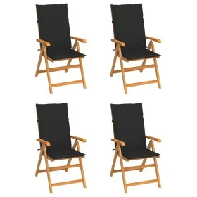 Garden chairs 4 units solid teak wood with black cushions by vidaXL, Garden chairs - Ref: Foro24-3065537, Price: 523,05 €, Di...