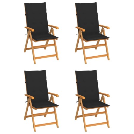 Garden chairs 4 units solid teak wood with black cushions by vidaXL, Garden chairs - Ref: Foro24-3065537, Price: 528,94 €, Di...