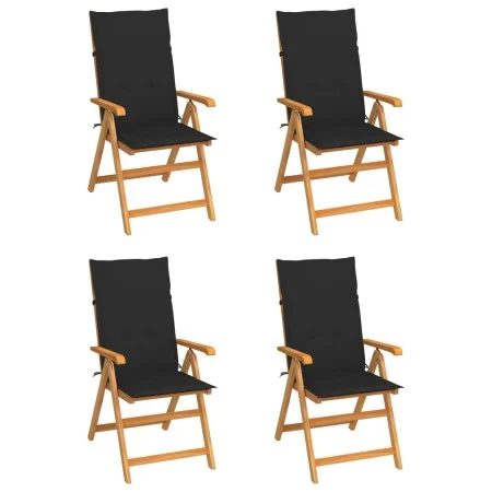 Garden chairs 4 units solid teak wood with black cushions by vidaXL, Garden chairs - Ref: Foro24-3065537, Price: 523,06 €, Di...