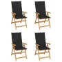 Garden chairs 4 units solid teak wood with black cushions by vidaXL, Garden chairs - Ref: Foro24-3065537, Price: 523,06 €, Di...