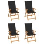 Gartenstühle 4 Stk. massives Teakholz mit schwarzen Kissen von vidaXL, Gartenstühle - Ref: Foro24-3065537, Preis: 528,94 €, R...