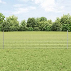 Reja con postes Plateado 0.5 x 25 m Acero
