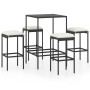Garden table and high stools with cushions, 5-piece set, black PE rattan by vidaXL, Garden sets - Ref: Foro24-3064820, Price:...