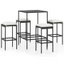 Hoher Gartentisch und Hocker und Kissen 5 Stück PE Rattan schwarz von vidaXL, Gartensets - Ref: Foro24-3064820, Preis: 219,99...