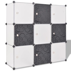 Armario cubo organizador con 9 compartimentos negro y blanco Armario cubo organizador con 9 compartimentos negro y blanco