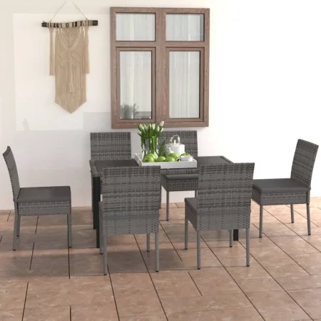 7-teiliges graues Garten-Ess-Set aus synthetischem Rattan von vidaXL, Gartensets - Ref: Foro24-3065702, Preis: 473,07 €, Raba...