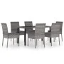 7-teiliges graues Garten-Ess-Set aus synthetischem Rattan von vidaXL, Gartensets - Ref: Foro24-3065702, Preis: 473,07 €, Raba...