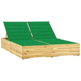 Double lounger and green impregnated pine wood cushions by vidaXL, Loungers - Ref: Foro24-3065974, Price: 319,98 €, Discount: %