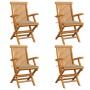 Sillas de jardín 4 uds madera maciza de teca con cojines beige