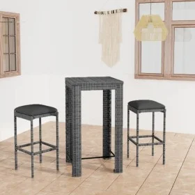 3-piece garden bar furniture set and gray synthetic rattan cushions by vidaXL, Garden sets - Ref: Foro24-3064776, Price: 171,...