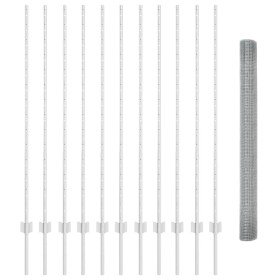 Reja con postes Plateado 1.4 x 25 m Acero