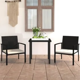 3-Piece Black Synthetic Rattan Garden Dining Set by vidaXL, Garden sets - Ref: Foro24-3065705, Price: 184,40 €, Discount: %