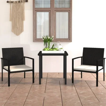 3-teiliges Garten-Ess-Set aus schwarzem synthetischem Rattan von vidaXL, Gartensets - Ref: Foro24-3065705, Preis: 184,40 €, R...