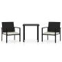 3-teiliges Garten-Ess-Set aus schwarzem synthetischem Rattan von vidaXL, Gartensets - Ref: Foro24-3065705, Preis: 184,40 €, R...