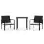 Conjunto de comedor de jardín 3 piezas ratán sintético negro de vidaXL, Conjuntos de jardín - Ref: Foro24-3065705, Precio: 18...