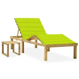 Tumbona de jardín con mesa y cojín de madera de pino impregnada by vidaXL, Loungers - Ref: Foro24-3065875, Price: 134,77 €, D...